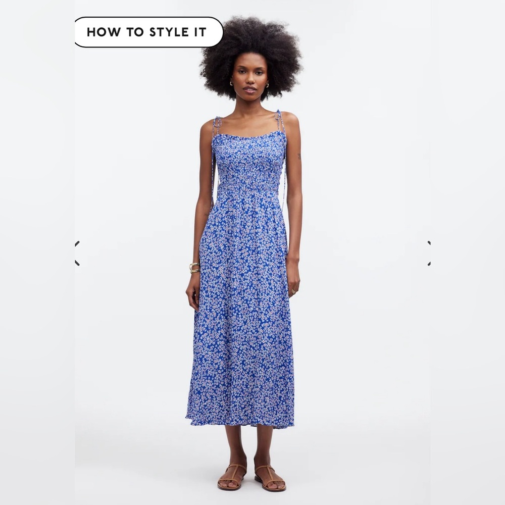 Madewell Blue Floral Midi Dress
